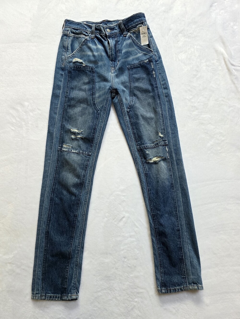NWT GAP Work Force Denim Distressed Straight Leg Jeans Size 24/00